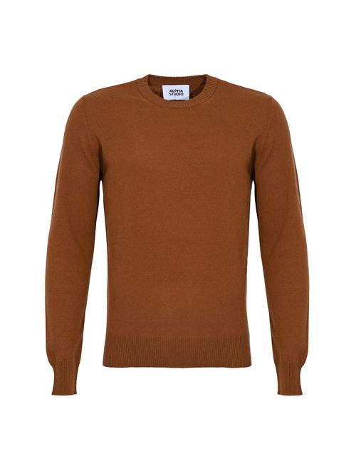 Maglia girocollo regular in lana Geelong Tabacco Alpha studio | AU-3100CU1008